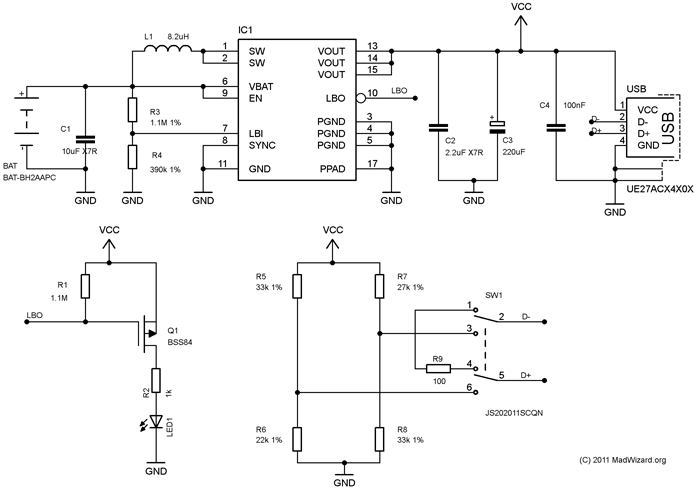 USB phone charger schematic