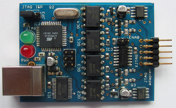 Top view of finished JTAG adapter