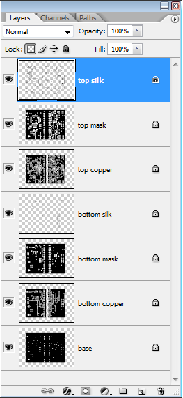 Layer overview with correct outlines