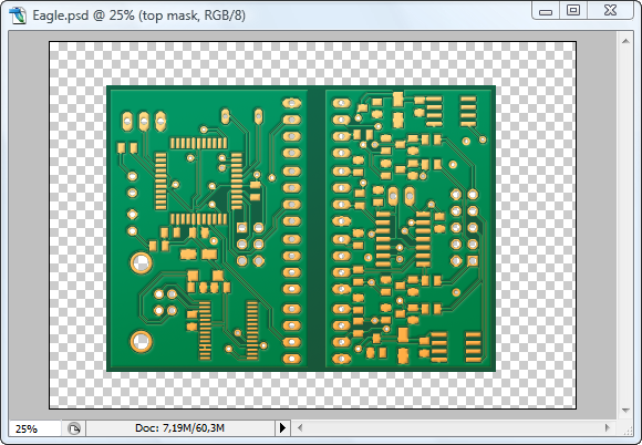 Bevel added to mask and copper